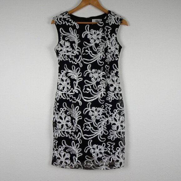 SD Collection Sleeveless Dress Women's Petite Size 6P Black White Trim - Picture 1 of 9